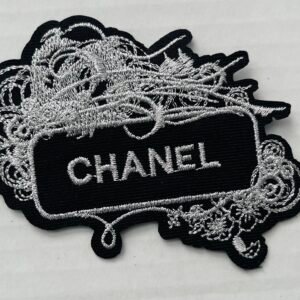 Chanel Black and Silver Iron On Patch Small